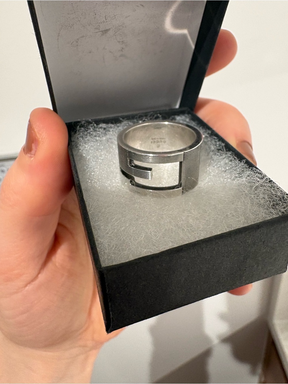 Gucci Silver-tone Interlocking G Wide‎ Band Ring